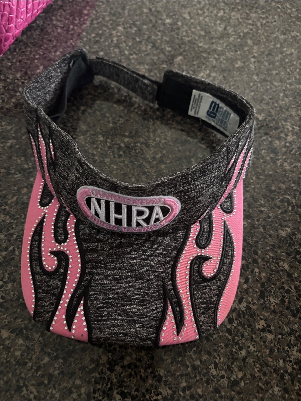 NHRA Pink Flame Visor with Crystal Accents